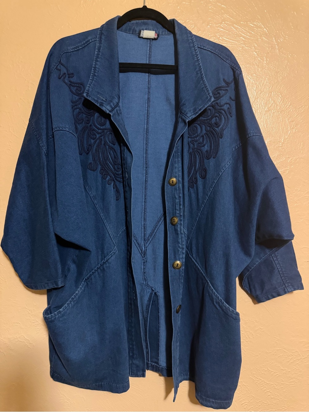 VTG Dark Blue Embroidered Denim Jacket